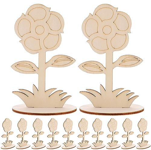TOYANDONA 12stücke Unlackierte Holzblumen Bastelblumen Zum Bemalen Für Tischdekoration Hochzeitsdeko Und Kreativprojekte Leichtes Material Kinderfreundlich