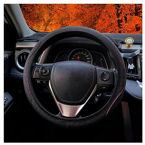 AYNKH Antideslizante Funda Volante Coche Cuero de Microfibra ，Transpirable, Tamaño de 37-38 cm, Accesorios Coches Interior