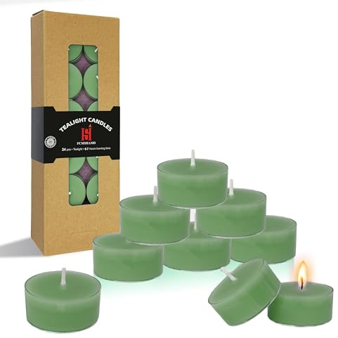 Sea Salt & Sage Scented Tealight Candles, Blue Scent Tea Lights Candles Clear Cup, 24 Pack Colored Tealights Candle, 6 Hour Burn Time Tea Candles for Party, Decor, Spa, Shabbat