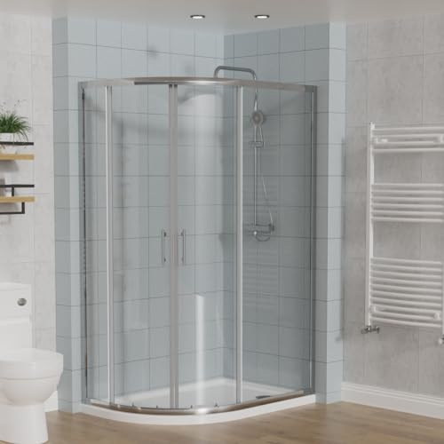 Aquariss Offset Quadrant Shower Enclosure Chrome 1200x800x1900mm | Quick Assemble, Sliding Doors, Aluminum Profile, 6mm Tempered Glass, Easy Clean, Stainless Steel Handle, Wall Adjustable