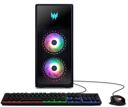 Acer Predator Orion 5000 PO5-655-UR12 Ordinateur de bureau de jeu | Intel Core i7-14700F 20 cœurs | NVIDIA GeForce RTX 4070 Ti | 16 Go DDR5 | SSD PCIe Gen4 1 To | Intel Wi-Fi 6E AX211 | Windows 11