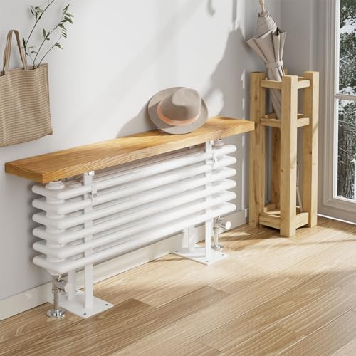 EMKE Design Heizkörper mit Ablage 1200x480mm, 2-in-1 Heizkörper Seitenanschluss Horizontal Doppellagig Weiß 808 Watt