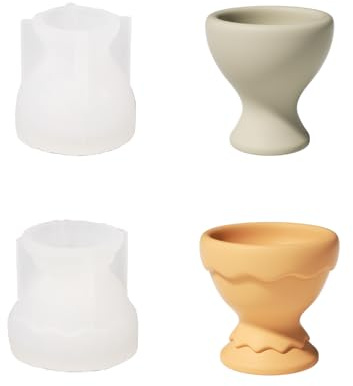 BOOWAN NICOLE Eierbecher Beton-Silikonform,- Eierhalter Gießformen,Gips Egg Cup Silikonformen fur Ostern Geschenk (SH1055-1-2)