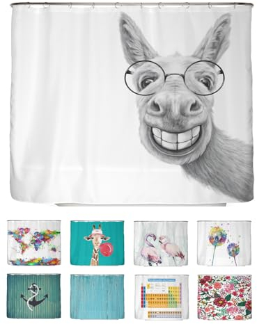 arteneur® - Esel - Anti-Schimmel Duschvorhang 240x200 - Recycelt mit Öko-Tex Standard 100 - Beschwerter Saum, Blickdicht, Wasserdicht, Waschbar, 16 Ringe & E-Book