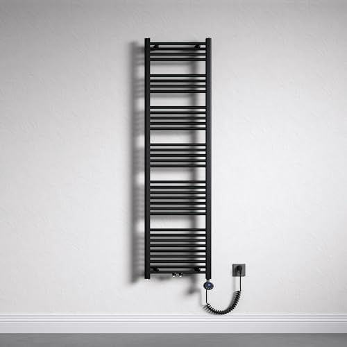 Mai & Mai Badheizkörper Handtuchheizkörper 50x180 cm matt Anthrazit | Badheizung Heizkörper bad mit Heizstab 1000W, Handtuchwärmer für Strom, Röhrenheizkörper Seitenanschluss