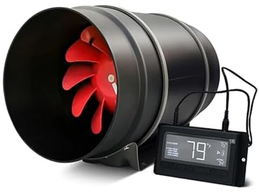 Extractor de Aire, Ventilador De Conducto En Línea De 8 Pulgadas Y 500 CFM con Sensor Y Control De Temperatura Y Humedad Ventilador de Alta eficiencia