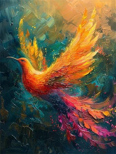 Malen Nach Zahlen Erwachsene Phönix, Kunst Malen Nach Zahlen Erwachsene Klein 30x40cm, DIY Handgemalt Ölgemälde Kit mit Pinseln und Acrylfarbe für Room ZimmerDeko Aesthetic, Geschenke für Frauen