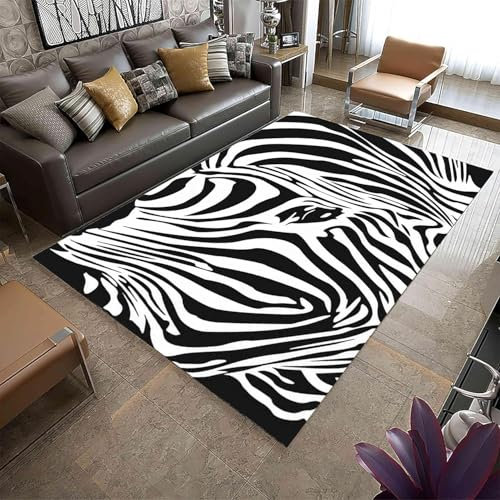 3D Gedruckt Bettvorleger rutschfeste Area Teppich,Tier-Zebra-Druck 3D Optische Illusion Teppiche Weich Flanell Bodenteppich Wohnzimmer Schlafzimmer Throw Runner Teppiche Low Profile Türmatte -0W4O1D1