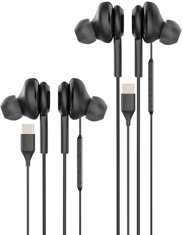 Auriculares con cable USB C (2 paquetes) Auriculares tipo C Jack compatibles para Samsung Galaxy Ultra Smartphone con cable micrófono estéreo música deporte Headphones auriculares tipo C para Phone15