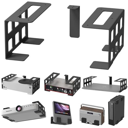 sciuU Universal Untertisch-/ Decken-/ Wandhalterung – für Geräte < 9cm Dicke /10kg – 2mm Edelstahlhalterung – Halterung kompatibel mit Xbox Series S, PS5 Pro, Beamer, Mini-PC, TV-Box, Router, Laptop