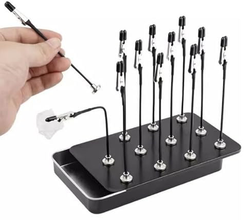 LinaLife Metal Painting Stand Base Holder and 12PCS Magnetic Bendable Alligator Clip Sticks Set Modeling Tools for Airbrush Spray for Gundam Hobby Model Parts Assemble