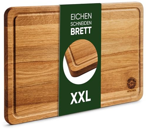 WDOMA Schneidebrett Holz aus Eiche Groß - 45x30x2 cm - Holzbrett Küche Gross - Cutting Board Wood XXL - Holzschneidebrett Gross - Hochwertiges Küchenbrett Holz - Wooden Cutting Board - Chopping Board