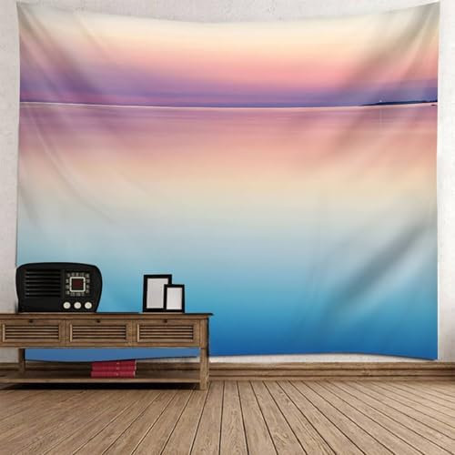 Musihy Meereslandschaft Wandteppich | Polyester Meer Himmel Wandteppich Wandkunst für Schlafzimmer Wohnzimmer Dorm Decor Wandteppich | Rosa Blau, 150x150cm