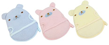 Kinder Waschhandschuhe mit Tiermotiv, 3 Stück aus Baumwolle | Sanfte Textur, Entfernt Abgestorbene Hautzellen, Leichtes Velours, für Dusche und Bad, Geeignet