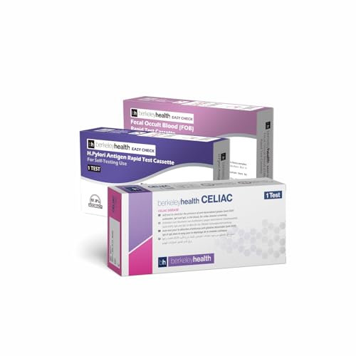 Berkeley Health Gut Health Self Test Kit Bundle - Celiac Disease, H. Pylori, and Fecal Occult Blood (FOB) Rapid Easy Home Tests - 3 Packs