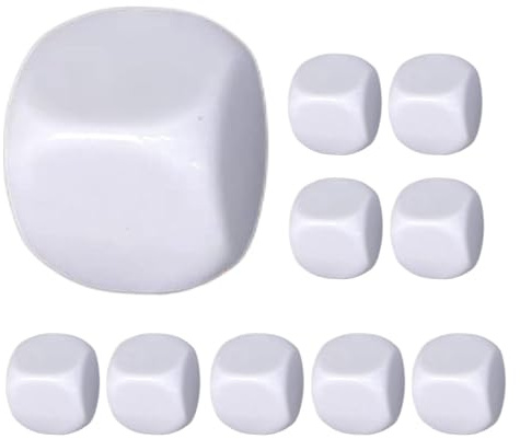 Dadi s arrotondati,Dadi cancellabili a secco, 10 Blocchi a cubi rotondi acrilici, Scrittura a sei facce a cubi s per numeri adesivi, blocchi di costruzione per fare conteggio opaco