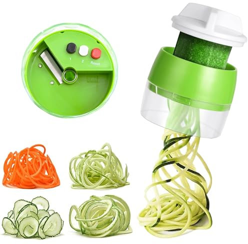 Cortador de Verdura 4 en 1,Espaguetis Verdura,Cortador de Verdura Manual,Útiles de Cocina Prácticos,para Calabacín Fideos,Zanahoria Espaguetis,Pepino Tagliatelle