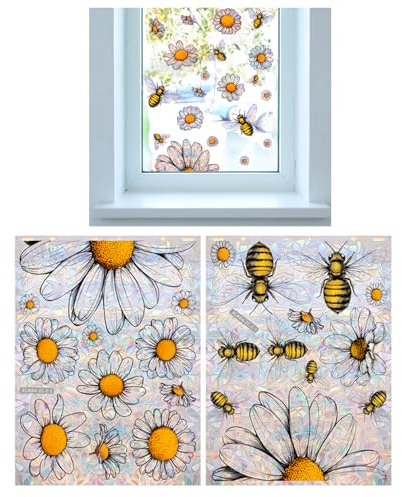 Graz Design - Adesivo per finestra e finestra, motivo floreale, motivo api, anti-collisione