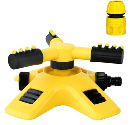 Automatic Garden Sprinkler with 360° Rotation – 3-Arm Adjustable Lawn Irrigation System, ABS Plastic, Easy Hose Attachment – for Lawns, Flower Beds B