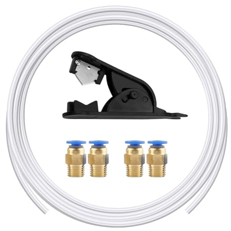 5m PTFE Schlauch,4mm*2,5mm 3D Srucker PTFE Tube mit Cutter,PC4-M6-Anschluss*2+PC4-M10-Anschluss*2,Kompatibel mit Bambu Lab X1/X1C/A1/A1mini/P1P/P1S,Kompatibel mit Creality Ender3 V3/K1/K1 Max