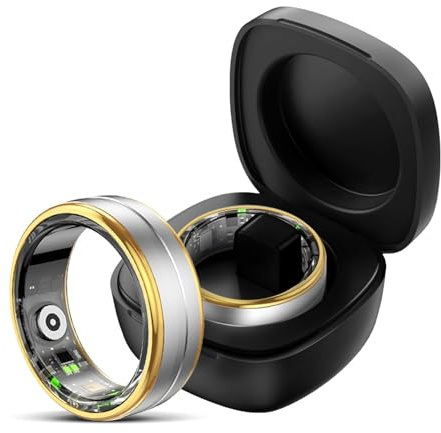 findtime Smart Ring for Men Women Gold Fitness Ring Android iOS Fitness Tracker Heart Rate Blood Oxygen Sleep Monitor Activity Tracker for Sports Time, Distance, Calories,SV10