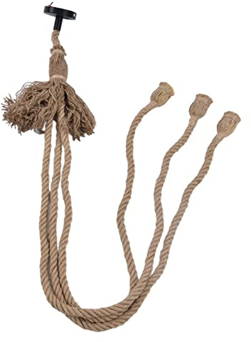 Akozon Cavo per Lampada a Sospensione in Corda di Canapa con 3 Portalampade - Decorazione Domestica Vintage con Cavo di Canapa