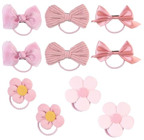 5 Paia Accessori Per Capelli Ragazze Elasticità Tessuto Piccolo Ragazze Con Elastici Codino Papillon Fiori Accessori Per Capelli Bambini Rosa