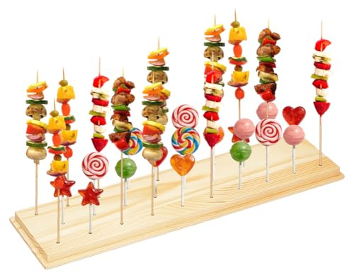 PH PandaHall 29 Trous Présentoir à Lollipops en Bois Présentoir en Bois Aperitif Buffet Support pour Bâtonnets de Bonbons pour Dessert Mariage Fête Buffet, Brochettes Apéro, Fruits 10x40cm