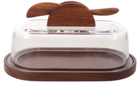 Kichvoe Formaggiera con Coperchio in Vetro e Base in Legno, Salvaspazio e Formaggi, per Tavole Raffinate e Piani di Lavoro Cucina