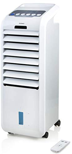 DOMO DO153A - Radiatore ad aria portatile 3 in 1 (refrigeratore, ventilatore e umidificatore), serbatoio dell'acqua da 5 l, 5 funzioni, pannello di controllo con LED, telecomando e 2 elementi di