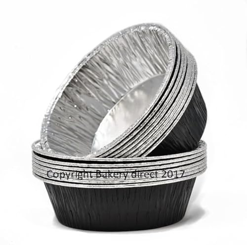 Bakery Direct 50 Round Aluminium foil Pie foils/Dishes in 4 Colours! (Black/Silver)