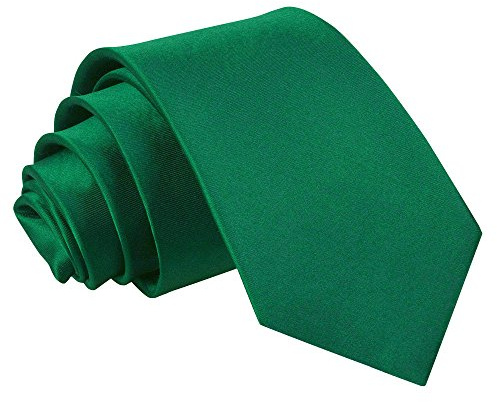 DQT Boys Plain Satin Tie Necktie 7-12 Years - Wedding Pageboy Formal - Emerald Green