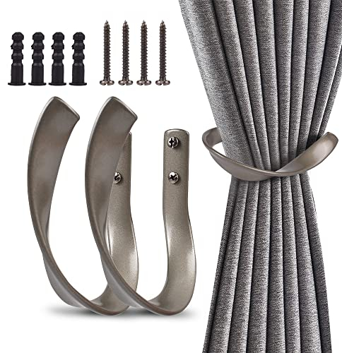 Vorhanghalter für Fenstervorhänge, dekorativ, Aluminiumlegierung, 2 Stück (Silver) (Grey)