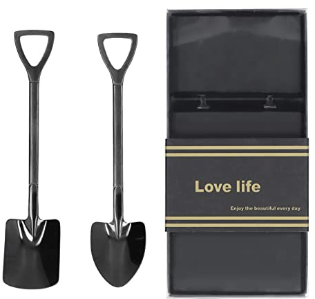 Shovel Spoons, Premium Stainless Steel Glossy Dessert Spoons for Ice Cream, Coffee and Tea, 2Pcs Set, Durable Kitchen Tableware for Family Parties and Dessert Shops