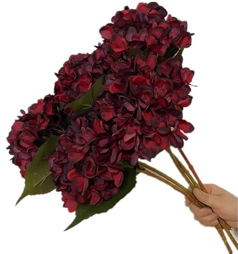 MANGGUO 5pcs Artificial Retro Color Hydrangea Flower Branch Faux Hydrangea Macrophylla for Wedding Centerpieces Home Party Floral Arrangement
