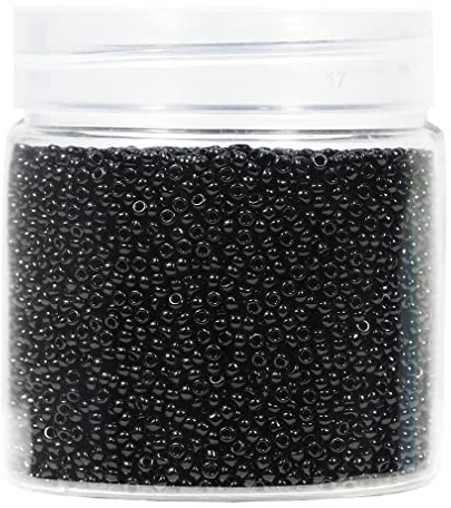 Bala&Fillic 2mm Perlen zum Auffädeln 10000pcs/110 Gramm in Box,12/0 Schwarz GlasPerlen kleine Rocailles Perlen für Machen Schmuck Ohrring Armbänder Halskette (Schwarz)