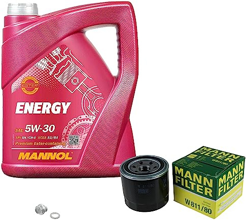 Inspektionspaket 5L MANNOL 5W-30 für Accent II Stufenheck IV Stufenheck XG | Motoröl MANNOL Energy 5W-30 Ölfilter Ablassschraube