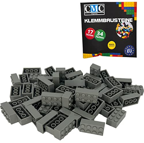 CMC imports 500 Klemmbausteine GRAU Bausteine 2x4 Noppen Kompatibel 8 Noppen Bricks Basic