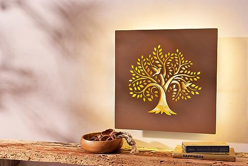 Weltbild LED-Wanddeko Lebensbaum | 30 x 30 cm | Scherenschnitt-Stil | Metall | Indoor & Outdoor