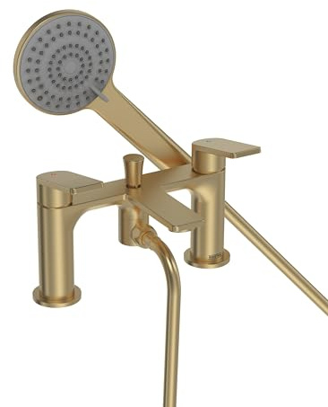 Bristan Frammento Bathroom Taps, Brushed Brass Bath Shower Mixer tap | FRM BSM BB, Modern design, Matching bathroom sink taps available, Lifetime Cover