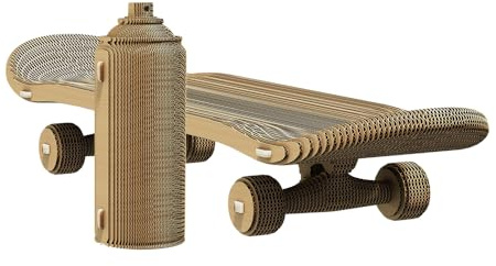 CARTONIC Skateboard 3D-Puzzle aus Karton – Set mit 2 Modellen | 194 Teile – Bastelset aus recycelter Pappe zum Stecken & Bemalen, für Jugendliche & Erwachsene, Geschenkidee