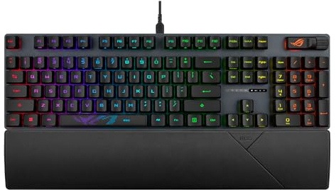 ASUS ROG Strix Scope RX - Tastiera Gaming 100% RGB, ROG RX Red Interruttori meccanici ottici, resistenza all'acqua IP57, porta USB, tasto Ctrl più ampio, tasto Stealth, Macros - QWERTY spagnolo