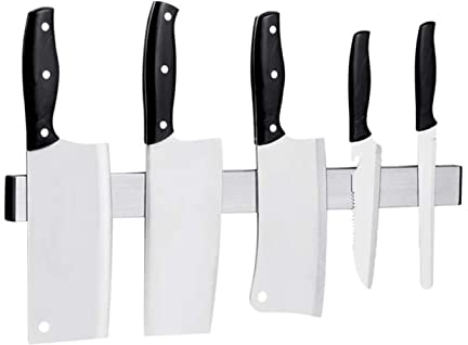 Knife Block Without Knives Magnetic Knife Holder Stainless Steel Wall Mount Strip Bar Rack Storage for Knives Metal Utensils Tools Kitchen Organizer (Color : Silver, Size : 51cm)