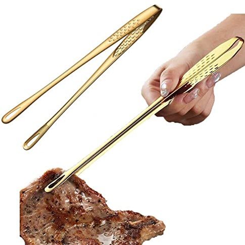 2 Pcs Stainless Steel Grill Tongs Japanese Barbecue Tongs Kitchen Food Tongs Tweezers Cooking Tool for Salad, Fish, Steak, Buffet