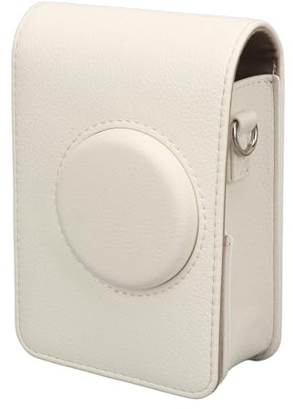 Camera Protective Case for Fuji Mini EVO, Retro Instant Camera Case with Adjustable Shoulder Strap, Camera PU Leather Bag Scratch Proof, InstaxMini EVO Accessories (White)