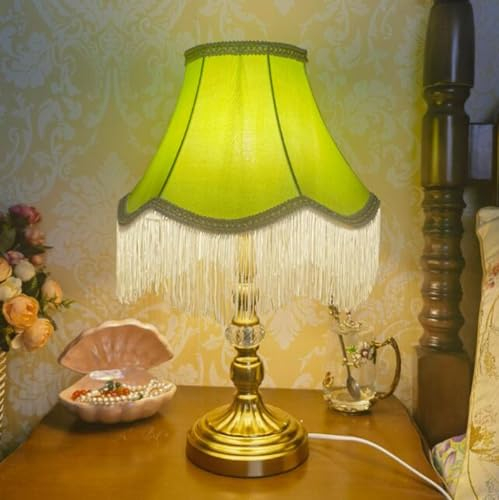 SXYSXYSXY Französischer Stil Vintage Tischleuchte Nachttischlampe Nordic Einfache Tischlampe Schlafzimmer dekorative Tischlampen Grün Stoffschirm E27 Wohnzimmer Hotel 30 * 49CM