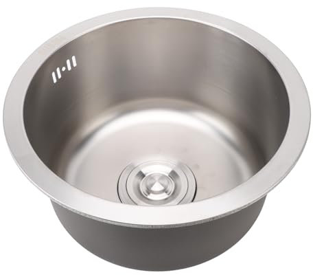 Évier de Cuisine, évier de Bar Rond en Acier Inoxydable 304 brossé, Anti-débordement, Antirouille, Comptoir dans les éviers de Bar, évier de Camping-car avec Ensemble de