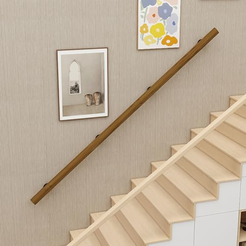 Holz Handlauf Treppengeländer Handläufe für Treppen Innen Wandhandlauf Holzhandlauf mit Halterungen Rutschfest Geländer Treppe für ältere Menschen Kinder Loft (90cm)