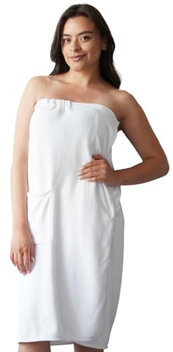 Efforest Bademantel Damen Saunahandtuch Badeponcho - Morgenmantel Damen Leicht Saunakilt - Großes Badetuch Handtuchkleid mit Druckknöpfen - Sauna Frottee Tuch (Size: 46-52)