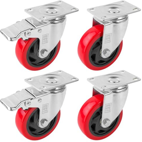 KCT 4 Pack Set 100mm Heavy Duty Swivel Castor Wheels for Furniture with Brakes 400kg Weight Bearing